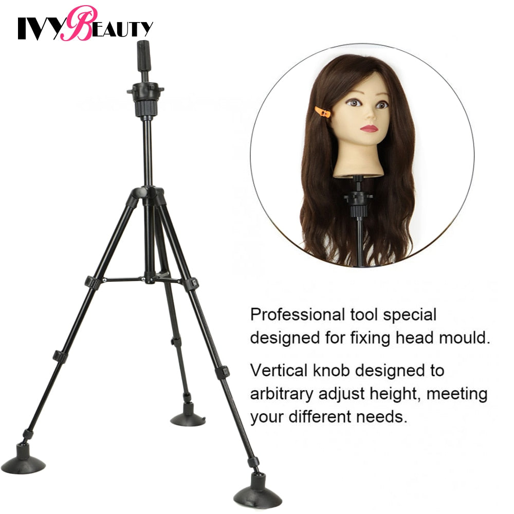 Abody Adjustable Hairdressing Training Wig Tripod Mannequin Head