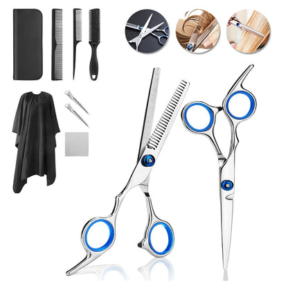 9 PCS Hairdressing Barber Kits Hair Scissors Trimmer Cutting Shears Haircut Comb Clips Barber Accessories Stainless Steel